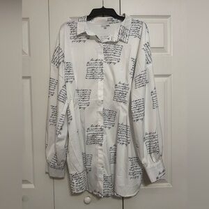 Fashion Nova Long Sleeve Letter Button Down size 2X